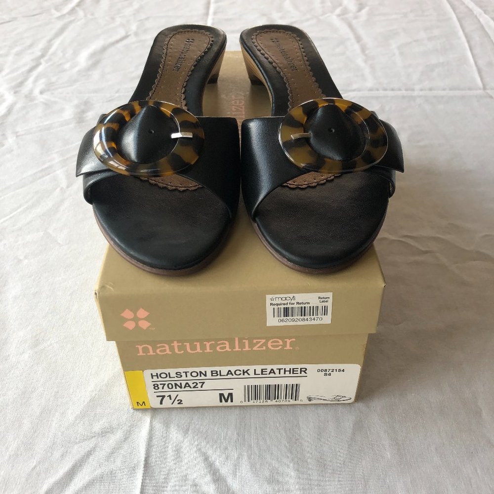 Naturalizer Holston Black Leather Sandal